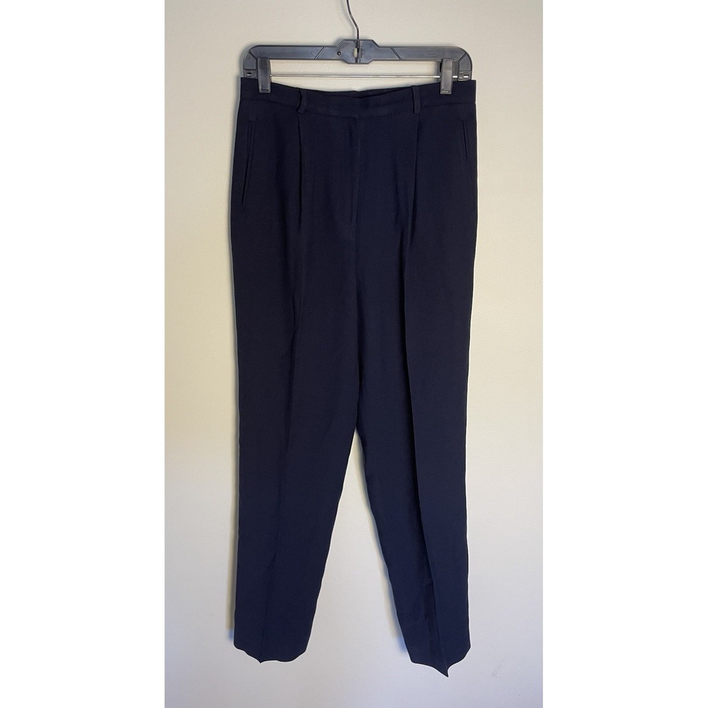 VTG Lauren Ralph Lauren Navy Blue Pleated Wool Dress Pants. Size 6-8. Lined.